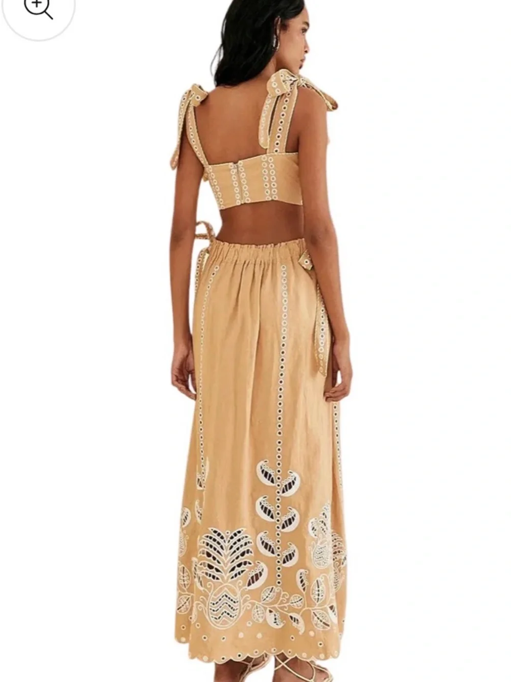 NWT FARM RIO Sand Richelieu Sleeveless Midi Dress, Size M - Picture 3 of 6